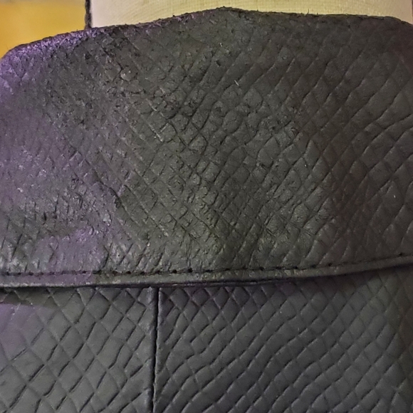 Pamela McCoy Textured Black Genuine Leather Blazer, Size Large - Picture 16 of 16